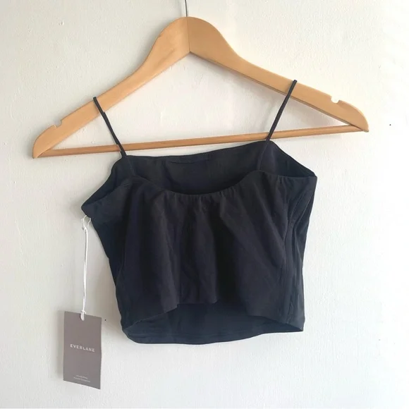 New Everlane The Cropped Square Neck Cami in Black Size XS - Picture 6 of 9